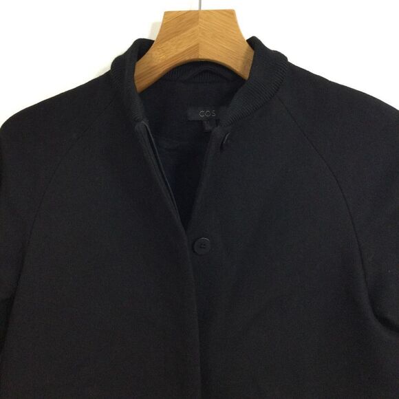 Cos Womens Wool Cashmere Overcoat Coat Jacket Side Slit Pockets Black Size 2 - Picture 2 of 14
